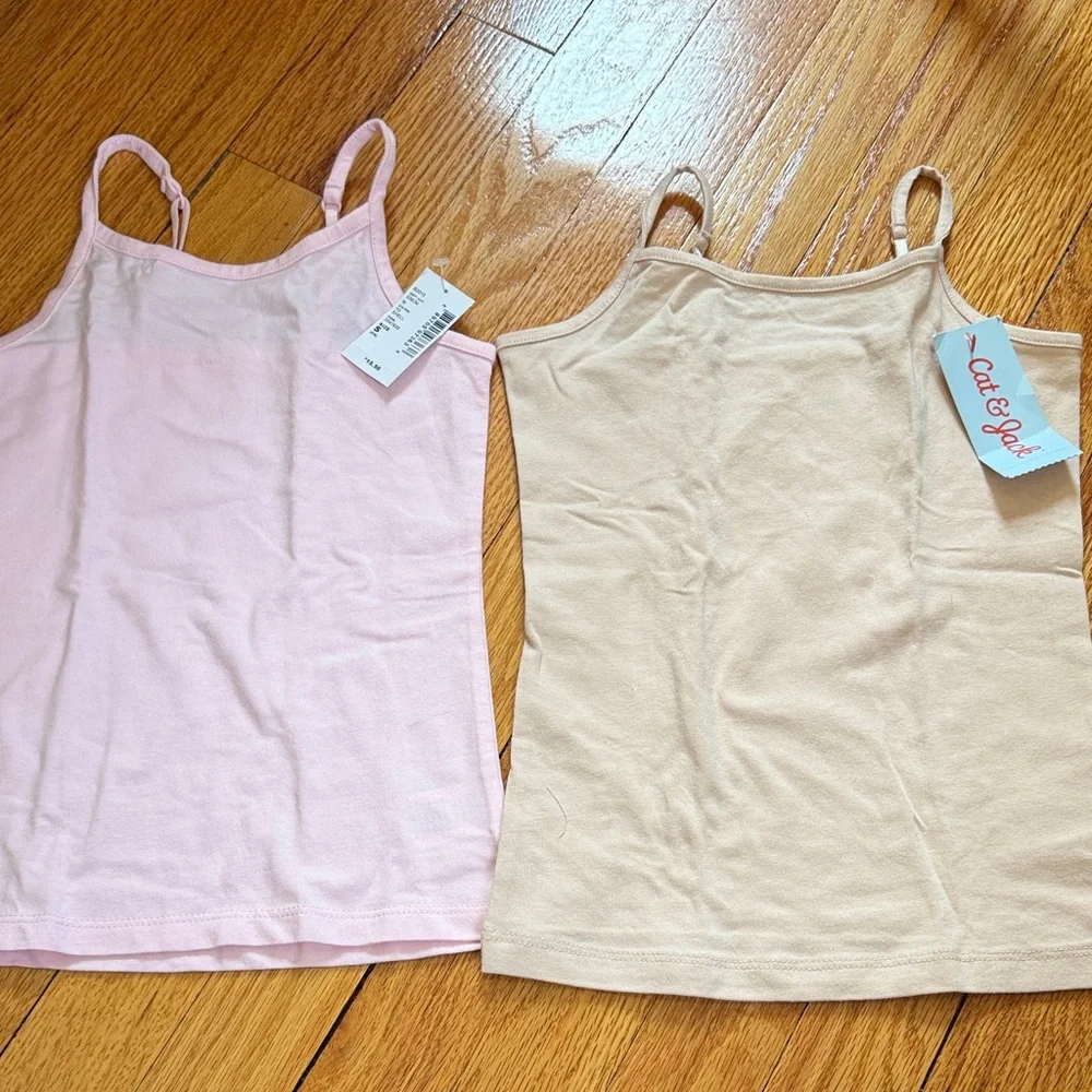 The Children's Place Light Pink Tank Top & Shorts Set with Cream Camisole